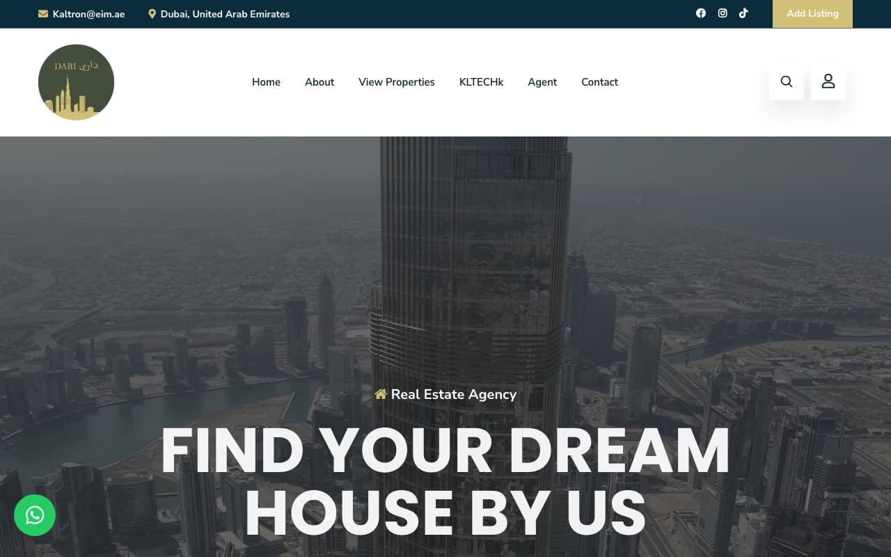Dari Real Estate website screenshot