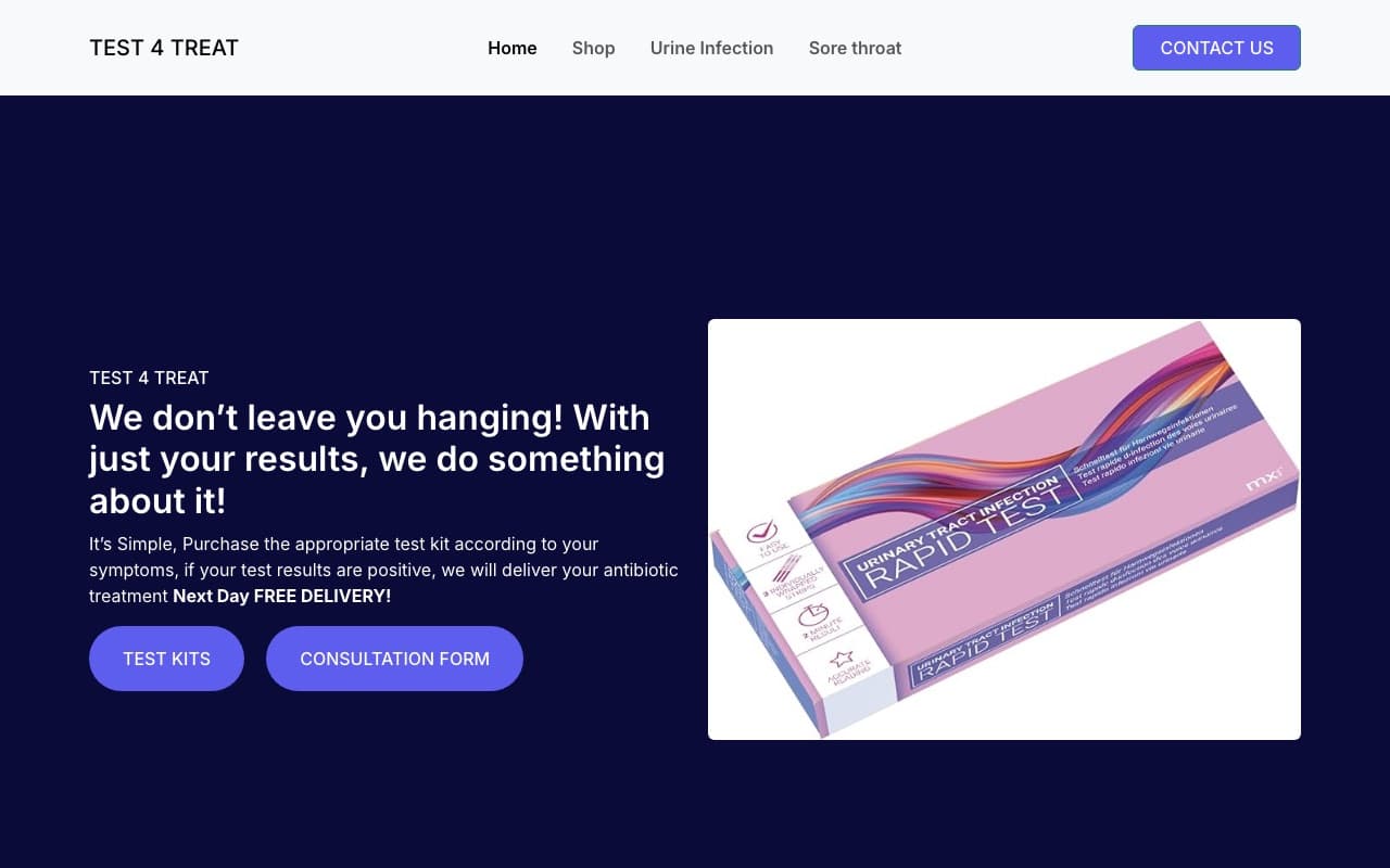 Test4Treat website screenshot
