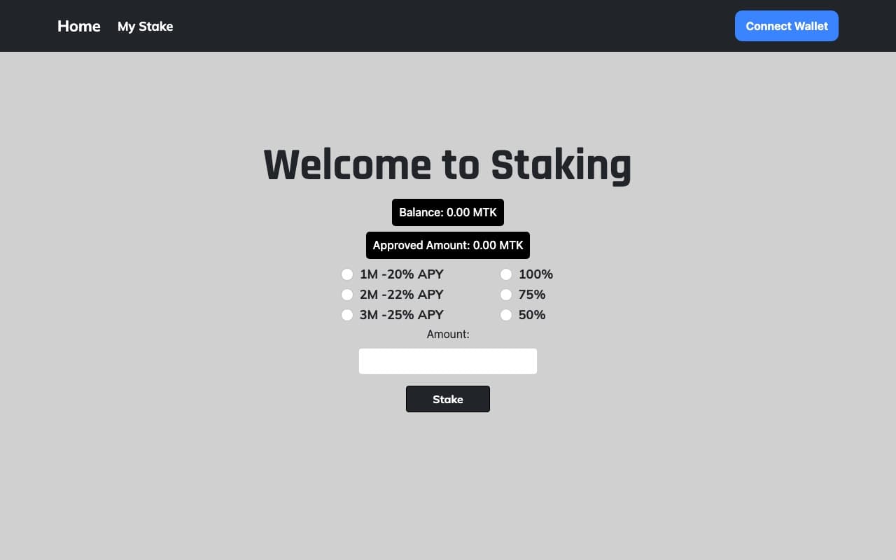 Token Staking dApp website screenshot